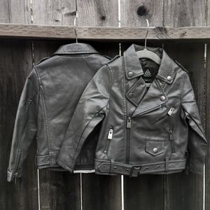 NWT Kids Unisex Charcoal Vegan Leather Moto Jacket
